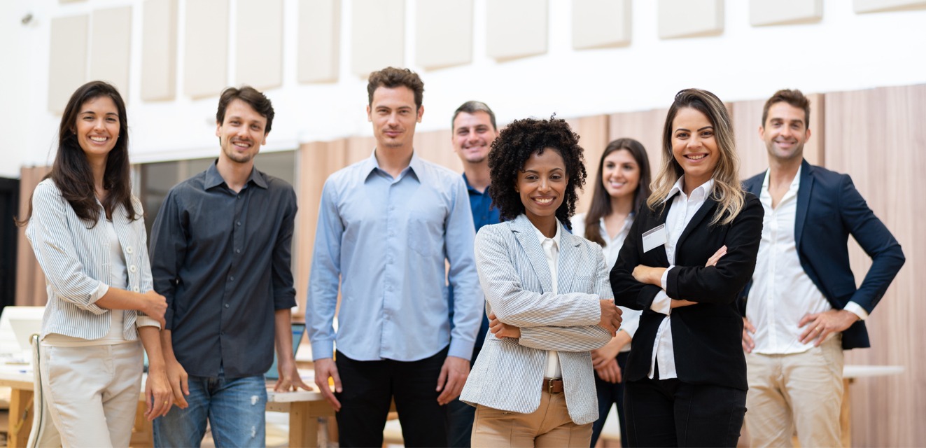 Professional team members posing for photo